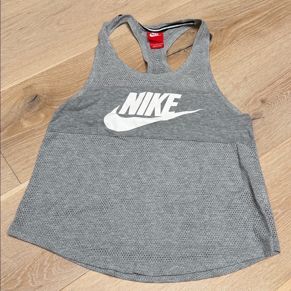 Nike Gray Mesh Racerback Athletic Tank Top
